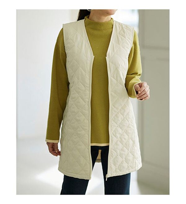 BELLUNA（ベルーナ）の「【マジ軽ウォーム】蓄熱保温キルトロングベスト（ポーチ付）（ベスト）」｜詳細画像