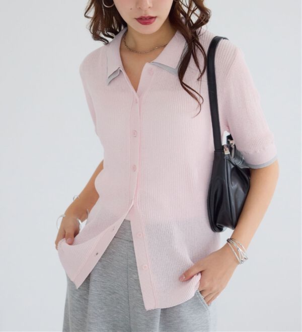 Viola e Viola（ヴィオラ エ ヴィオラ）の「アソートシアーリブニットポロシャツ（ポロシャツ）」｜詳細画像