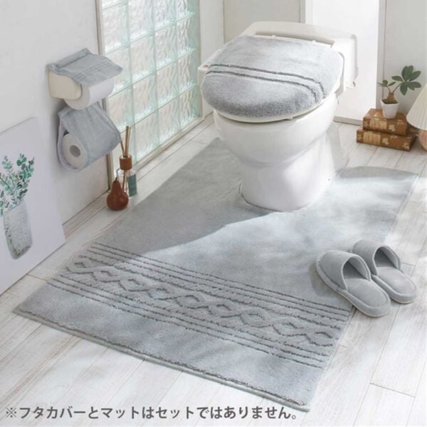 iellio（イエリオ）の「抗菌防臭カラフルトイレマットシリーズ『オリーブ』＜トイレタリー・耳長マット・ジャンボマット・ペーパーホルダーカバー＞（トイレマット）」｜グレー