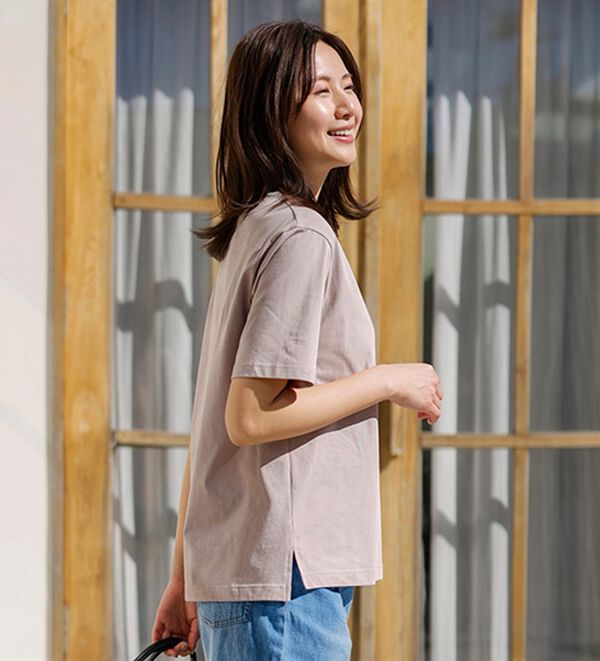 BELLUNA（ベルーナ）の「【選べる袖丈】＜エアリーアイスコットン＞オーバーサイズＴシャツ（カットソー）」｜詳細画像