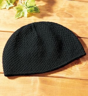 「日本製　洗えるカシミヤニットワッチ（メンズ帽子）」｜ブラック