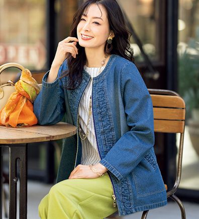 ルフラン（ルフラン）の「ギャザー使いデニムコート（ハーフコート）」