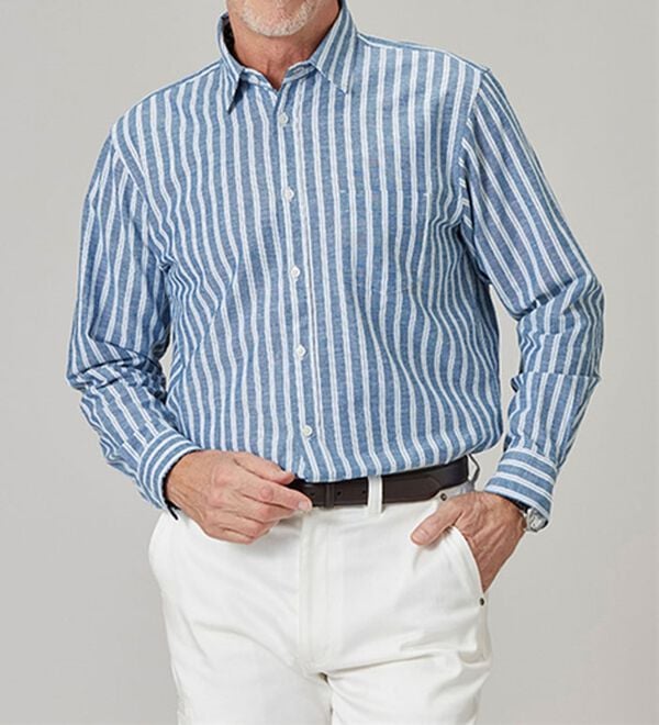 「フレンチリネンブレンドカジュアルシャツ（メンズシャツ）」｜詳細画像