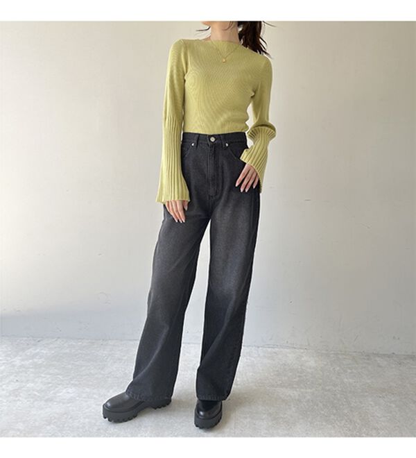 GeeRA（ジーラ）の「サイドラインワイドデニムパンツ（フルレングスパンツ）」｜詳細画像