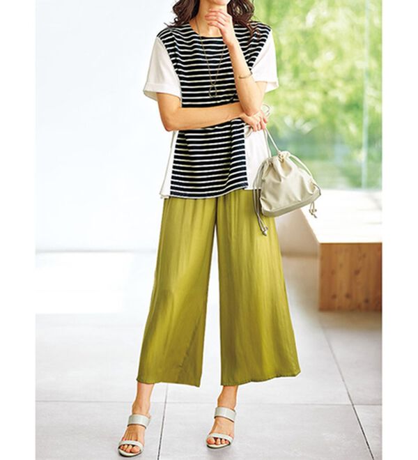 BELLUNA（ベルーナ）の「リップルボーダー細見え切替プルオーバー（カットソー）」｜詳細画像