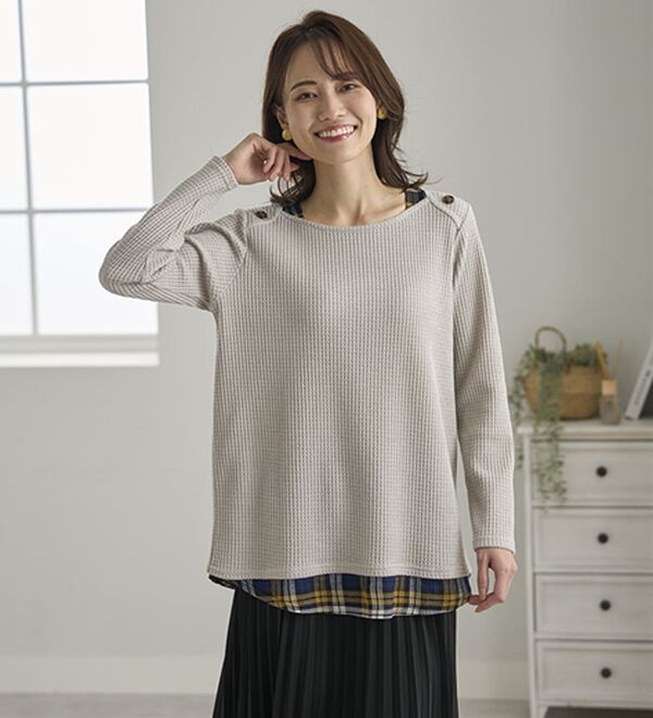 BELLUNA（ベルーナ）の「異素材重ね着風チュニック（チュニック）」｜詳細画像