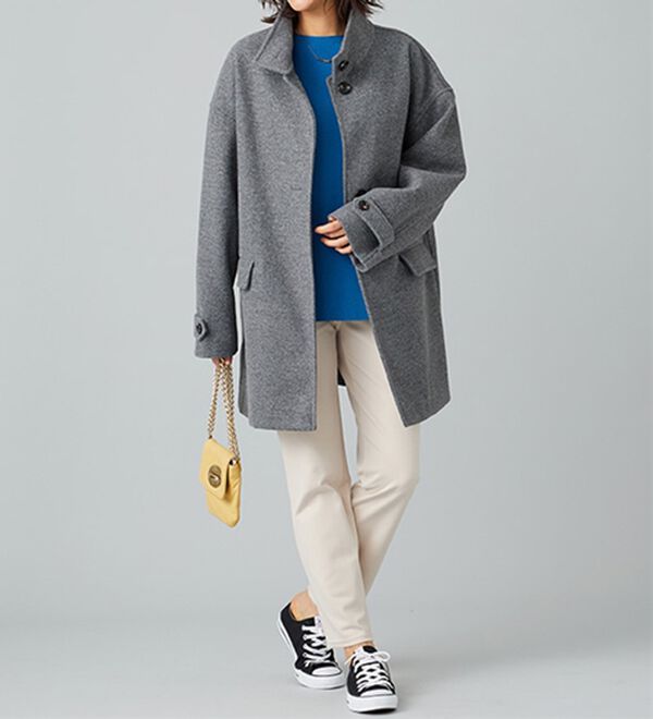 BELLUNA（ベルーナ）の「ウール調スタンド衿ミドル丈コクーンコート（ハーフコート）」｜詳細画像