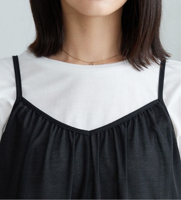 BELLUNA（ベルーナ）の「【2点セット】変形ギャザーデザインキャミアンサンブル（アンサンブル）」｜詳細画像