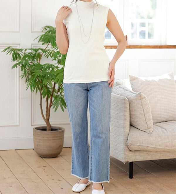 LAVIENNE（ラヴィエンヌ）の「【医師オススメ】ＵＶカット綿１００％スリーブレスハイネックプルオーバー＜カラフルコットン＞（肌着・インナーウェア）」｜詳細画像