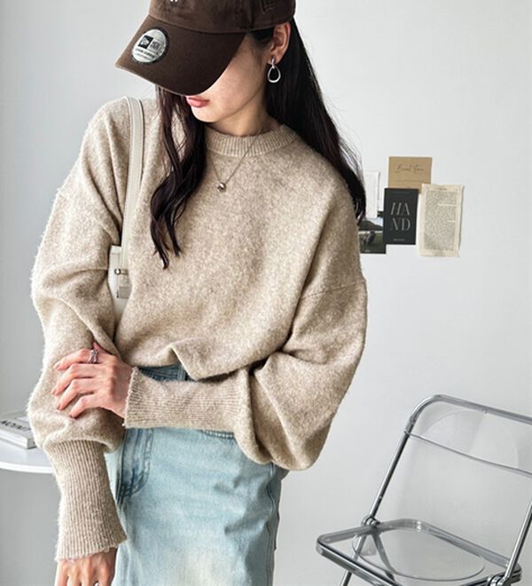 GeeRA（ジーラ）の「ゆるっと柔らか！袖ボリュームメランジニット（ニット・セーター）」｜詳細画像