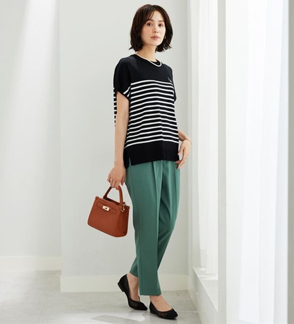 BELLUNA（ベルーナ）の「【快適Ｌａｂ．】シャリ冷！洗える多機能フレンチ袖ニットＴシャツ（ニット・セーター）」｜詳細画像
