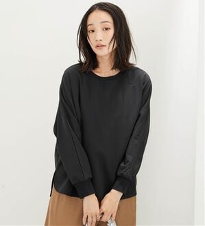 BELLUNA（ベルーナ）の「裏起毛素材きれい見えドルマンプルオーバー（カットソー）」｜ダークチャコール