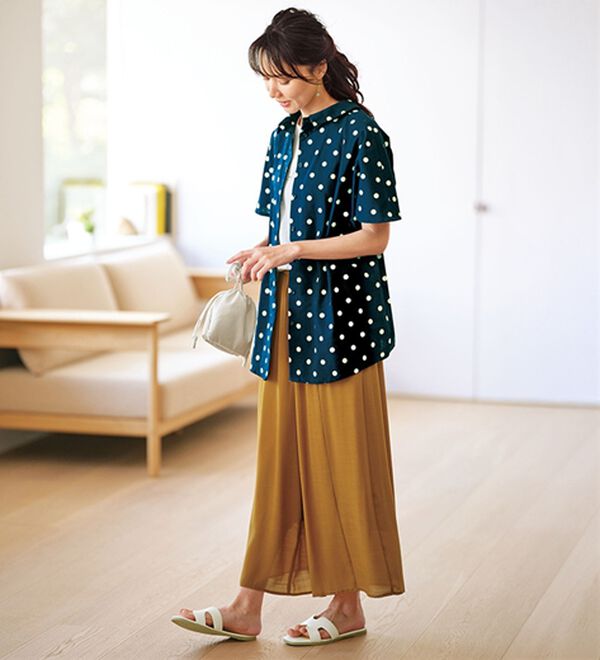 BELLUNA（ベルーナ）の「ちび衿デザイン大人顔ドットブラウス（ブラウス）」｜詳細画像