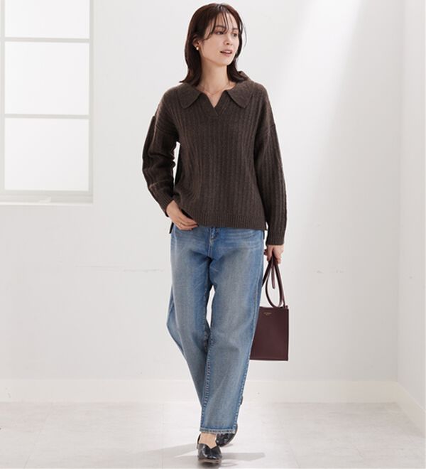 BELLUNA（ベルーナ）の「スキッパー衿編地変化ニットプルオーバー（ニット・セーター）」｜詳細画像