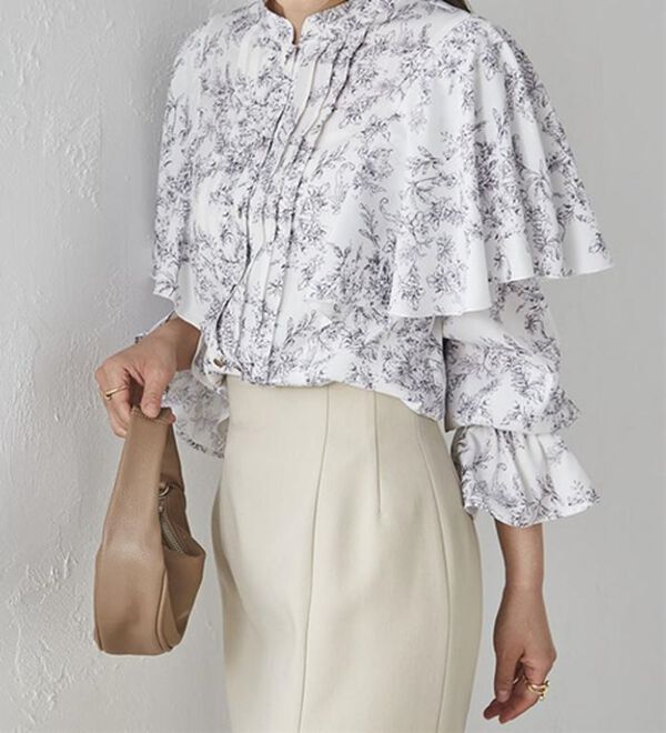 RANAN（ラナン）の「ピンタックフレアー長袖ブラウス（ブラウス）」｜詳細画像