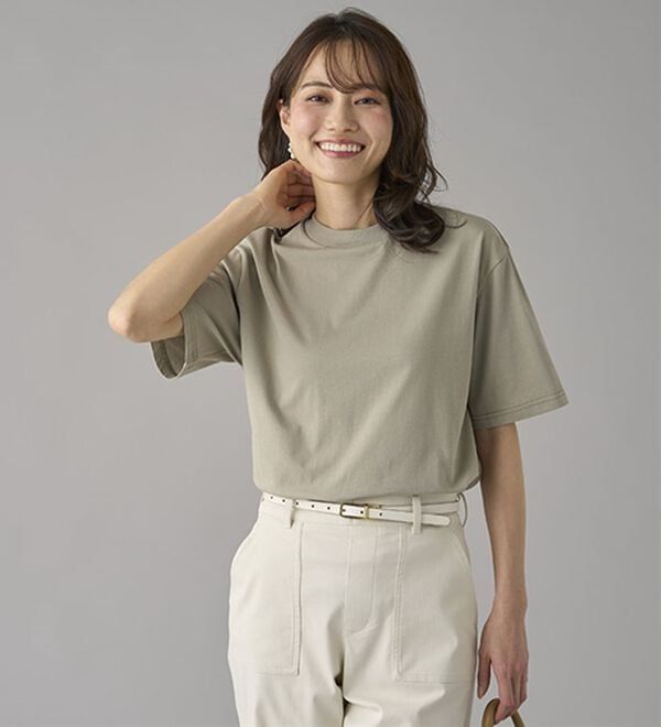 BELLUNA（ベルーナ）の「【選べる袖丈】＜エアリーアイスコットン＞オーバーサイズＴシャツ（カットソー）」｜詳細画像