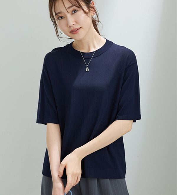 BELLUNA（ベルーナ）の「肌に張り付かない！シャリ冷や高見えニットＴ（ニット・セーター）」｜詳細画像