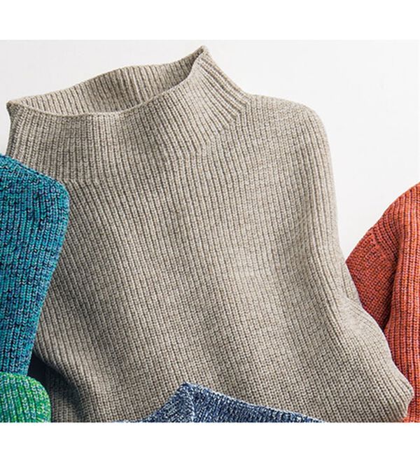 「＜イネド　オム＞杢調ボトルネックセーター（メンズニット・セーター）」｜ベージュ