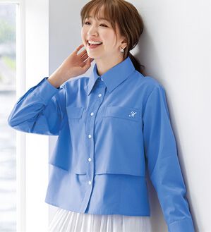 BELLUNA（ベルーナ）の「スカートやワイドパンツに合わせる重ねデザインシャツブラウス（シャツ）」｜ブルー
