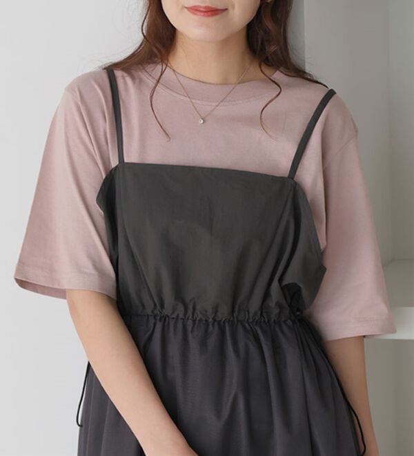 A HAPPY MARILYN（アハッピーマリリン）の「【Ｌ～８Ｌ】ＵＳＡコットン１００％ベーシックＴシャツ（Tシャツ）」｜グレイッシュピンク
