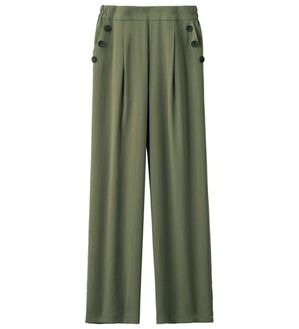 ルフラン（ルフラン）の「強撚スラブ釦デザインパンツ（フルレングスパンツ）」｜カーキ