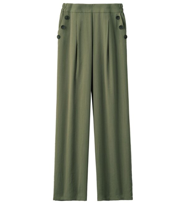 ルフラン（ルフラン）の「強撚スラブ釦デザインパンツ（フルレングスパンツ）」｜カーキ