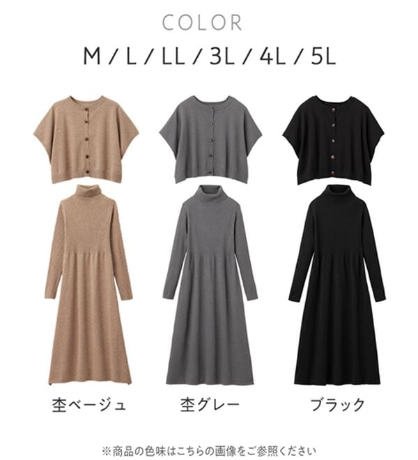 Viola e Viola（ヴィオラ エ ヴィオラ）の「２点セットニットワンピース【新色・サイズ追加】（ニットワンピース）」｜詳細画像