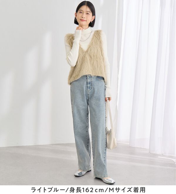 Viola e Viola（ヴィオラ エ ヴィオラ）の「あったか裏起毛　隠しゴムストレートパンツ（フルレングスパンツ）」｜詳細画像