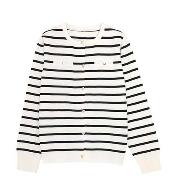 Pierrot（ピエロ）の「上品見えスポンジニットゴールドボタンカーディガン（ニットカーディガン）」｜詳細画像