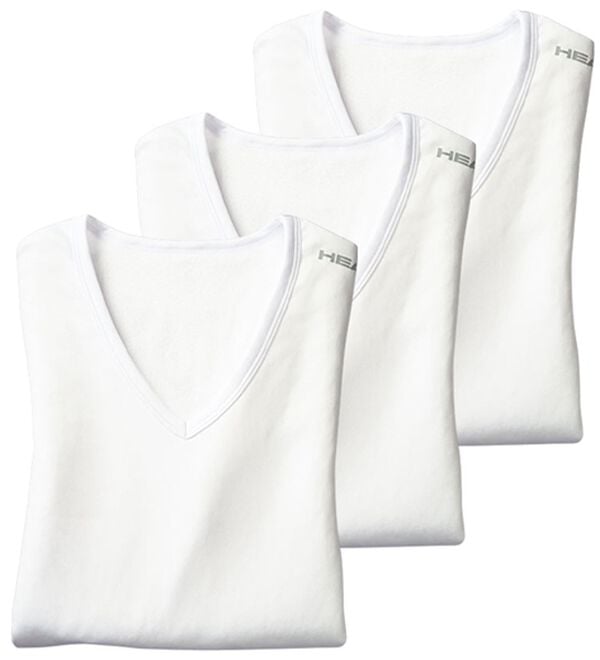 「【３枚組】＜ヘッド＞裏起毛ウォーム＆ストレッチインナー（メンズ肌着・インナーウェア）」｜ホワイト3枚組 長袖V首