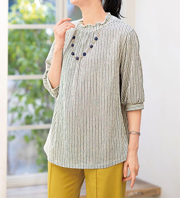 ルフラン（ルフラン）の「さらり涼やかブラウスみたい！プルオーバー（カットソー）」｜詳細画像