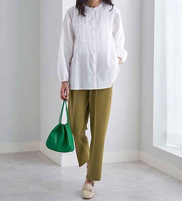 BELLUNA（ベルーナ）の「綿１００％レース切替デザインブラウス（ブラウス）」｜詳細画像