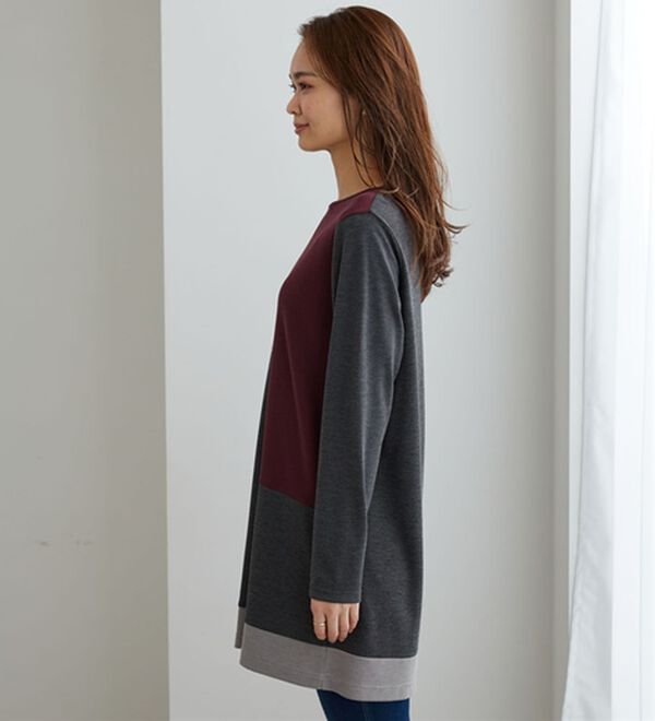 BELLUNA（ベルーナ）の「かのこ素材配色ブロッキングチュニック（チュニック）」｜詳細画像