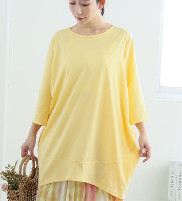A HAPPY MARILYN（アハッピーマリリン）の「【Ｍ～８Ｌ】選べる袖！コク－ンシルエットチュニック（チュニック）」｜ソフトイエロー