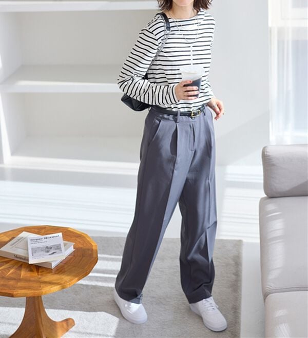 Viola e Viola（ヴィオラ エ ヴィオラ）の「柔らか綿１００％大人キレイTシャツ（カットソー）」｜詳細画像