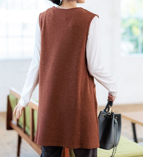 BELLUNA（ベルーナ）の「杢調素材ポケットデザインジャンパードレス（ジャンパースカート）」｜詳細画像