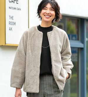 BELLUNA（ベルーナ）の「すっきり高見え！大人のファージャケット（その他ジャケット）」｜ライトグレー