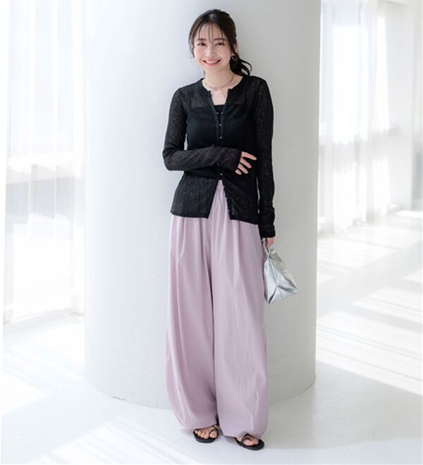 BELLUNA（ベルーナ）の「サラリ快適！ビンテージ調カーブパンツ（ワイドパンツ・ガウチョ）」｜詳細画像