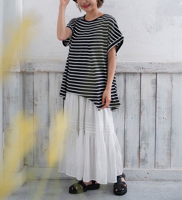 A HAPPY MARILYN（アハッピーマリリン）の「【麗シルエット】綿１００％ 変形パターンで目を惹くＡライン イレヘム チュニック（チュニック）」｜詳細画像