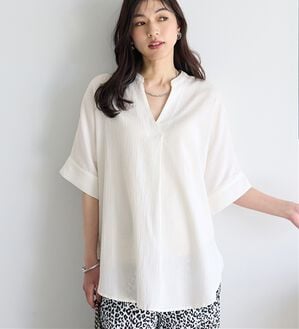 BELLUNA（ベルーナ）の「綿１００％楊柳素材ドルマンチュニック（チュニック）」｜オフ白