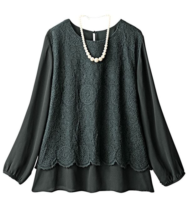 ルフラン（ルフラン）の「レース使いフォーマルブラウス（ブラックフォーマル（喪服・礼服））」｜黒