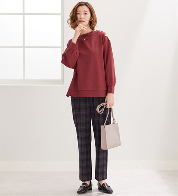 BELLUNA（ベルーナ）の「ジャカード素材肩ボタンプルオーバー（カットソー）」｜詳細画像