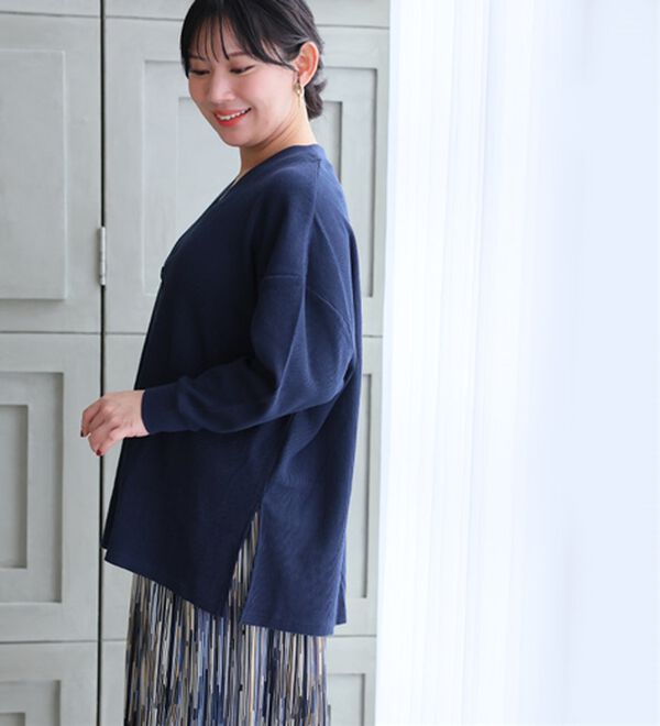 A HAPPY MARILYN（アハッピーマリリン）の「【大きいサイズ】【Ｌ～６Ｌ】綿混ワッフルゆったりＶネックカーディガン（その他カーディガン）」｜詳細画像