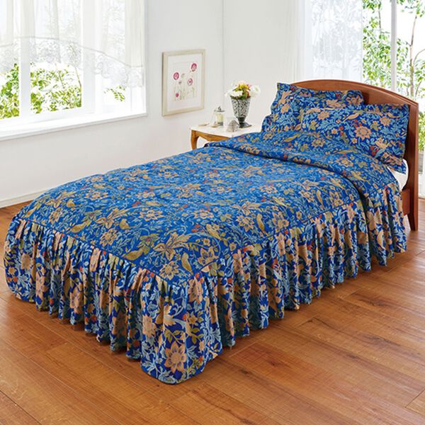 「はっ水機能付シェニールジャカード織ベッドカバー（その他寝具）」｜ブルー