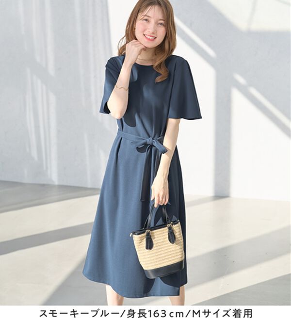 alotta（アロッタ）の「【4つの機能付】ひんやりフレア袖ベルト付ゆるワンピース（カットソーワンピース）」｜詳細画像