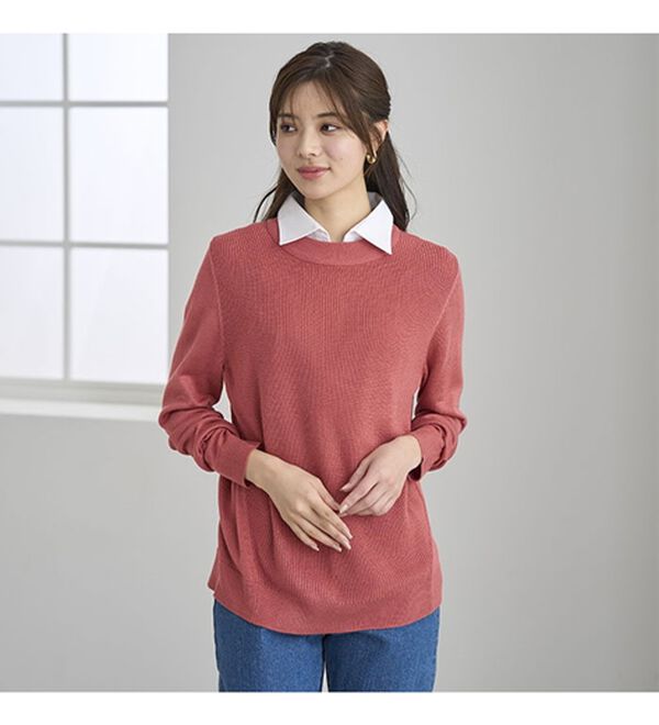 BELLUNA（ベルーナ）の「重ね衿付！細見えニットプルオーバー（ニット・セーター）」｜詳細画像