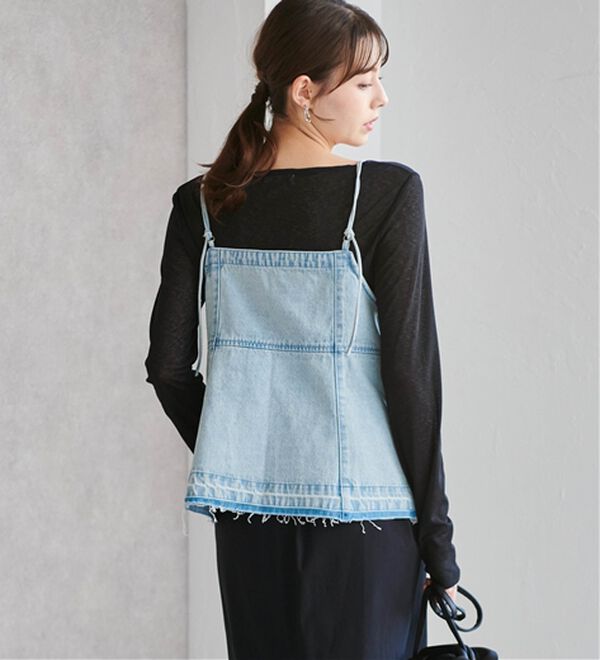 RANAN（ラナン）の「デニム素材キャミビスチェ（タンクトップ・キャミソール）」｜ライトブルー
