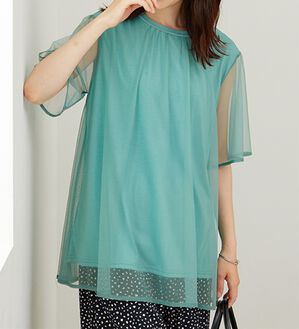 BELLUNA（ベルーナ）の「ふわり涼やか！チュール重ねチュニック（チュニック）」｜詳細画像