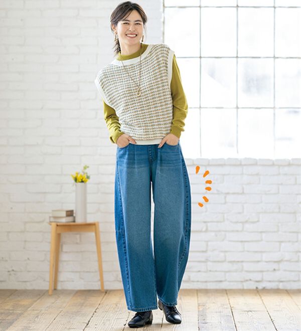 ルフラン（ルフラン）の「【２本組】丸みが可愛いデニムパンツ（フルレングスパンツ）」｜詳細画像