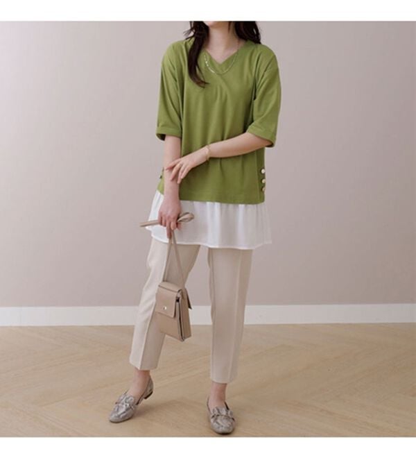 BELLUNA（ベルーナ）の「かのこ素材裾ボタン重ね着風チュニック（チュニック）」｜詳細画像